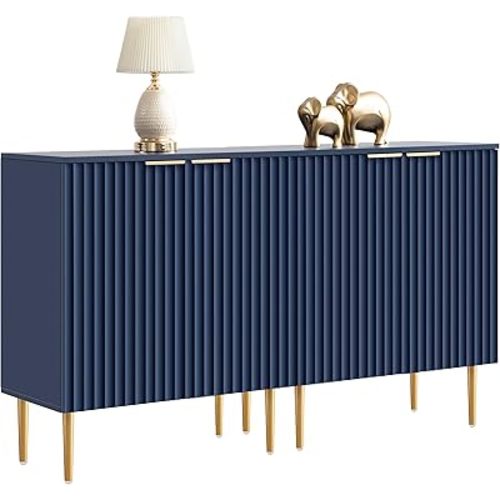 SICOTAS Sideboard Buffet Storage Cabinet Set of 2, Modern Credenza Buffet Table Accent Cabinet with Doors Adjustable Shelf, Console Coffee Bar Cabinet for Kitchen Living Dining Room Navy Blue
