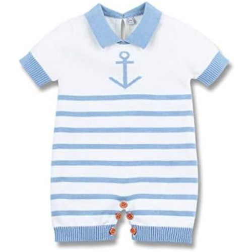 mimixiong Nautical Baby Boy Romper Adorable Toddler Navy Bodysuit Short Sleeve Cotton Clothing