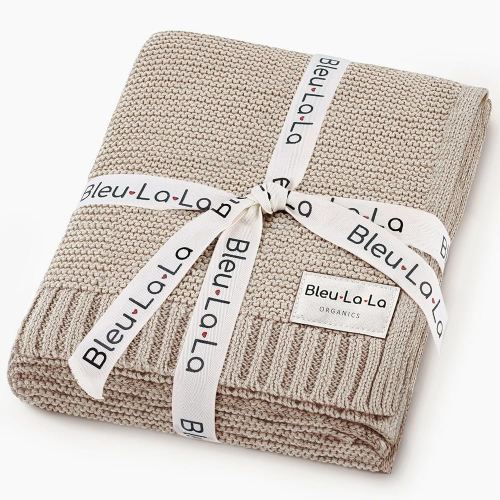 Heritage Knit 100% Organic Cotton Baby Swaddle Blanket for Girls and Boys - Soft Warm Cozy Unisex Cuddle Stroller Receiving Blanket for Newborns Infants & Toddler (Oatmeal)