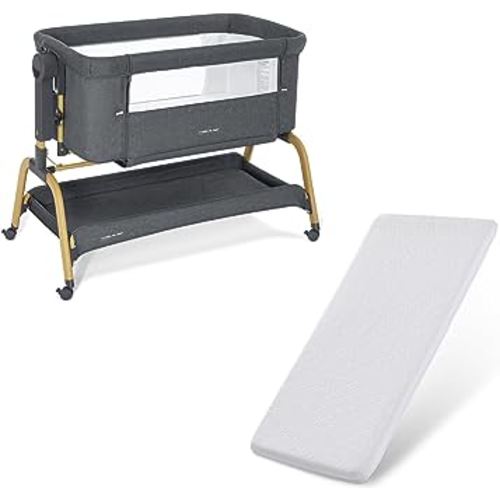 ANGELBLISS 3 in 1 Baby Bassinet with Gel Memory Foam Mattress, 6 Height Adjustable Easy Folding Portable Bedside Crib for Newborn Infant