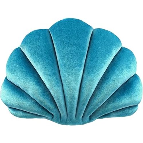 Seashell Pillow Sea Shaped Decorative Princess Throw Pillow 3D Velvet Soft Ocean Cute Throw Pillows for Bed Couch Chair Sofa Room 18 X 13 inch