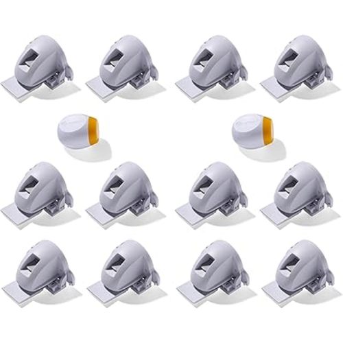 Safety 1st Adhesive Magnetic Cabinet Locks, Includes 12 Child Locks for Cabinets & Drawers, 2 Keys, White