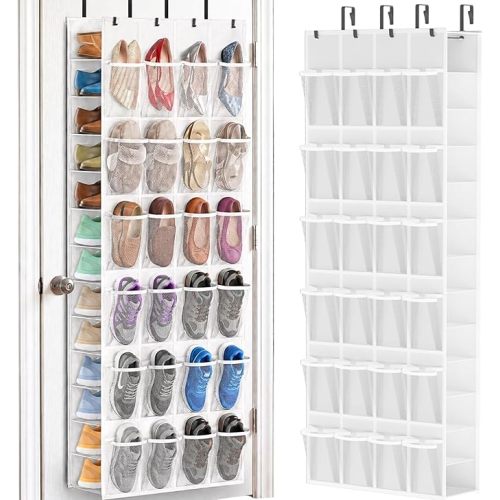 40-50 Pairs Over the Door Shoe Organizer, Large Double-Sided Pockets Hanging Shoe Rack, Space-Saving Closet Door Organizer Fits Boots,Sneakers or Larger Shoes,Shoe Storage for Bedroom, Closet,Entryway