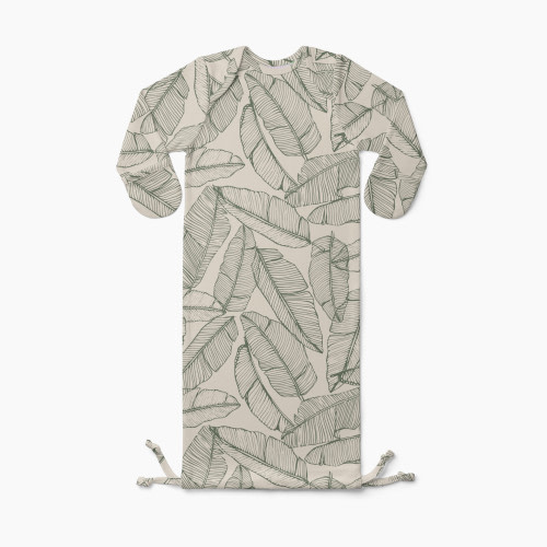 Goumi Kids x Babylist Printed Drawstring Baby Gown - Banana Leaf, 0-3 M