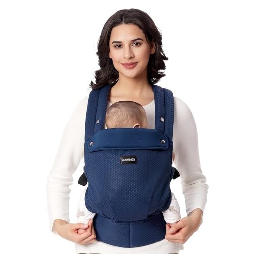 Momcozy Breathable Mesh Baby Carrier, Ergonomic and Lightweight Infant Carrier for 7-44lbs with Enhanced Lumbar Support, All Day Comfort for Hands-Free Parenting, Air Mesh-Blue