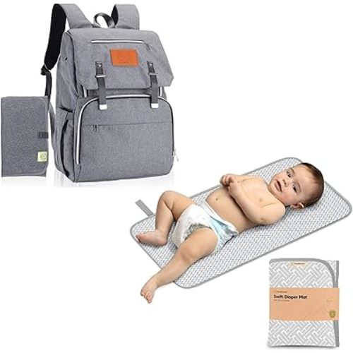 KeaBabies Diaper Bag Backpack and Portable Diaper Changing Pad - Waterproof Multi Function Baby Travel Bags - Waterproof Foldable Baby Changing Mat - Travel Diaper Change Mat