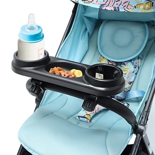 Universal Stroller Snack Tray with Cup Holder, Stroller Child Snack Tray with Snack Cup and Bottle Holder, Snack Catcher and Drinks Holder for Stroller, Stroller Snack Accessories