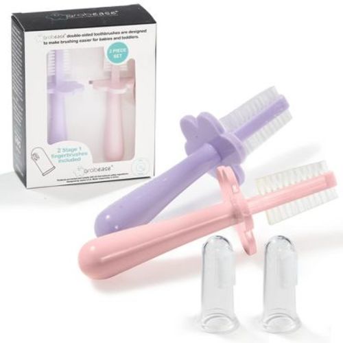 Grabease Baby & Toddler Toothbrush Silicone Double Sided Toothbrush, Bpa-free & Phthalate-free, 2 Pack, Lavendar And Blush