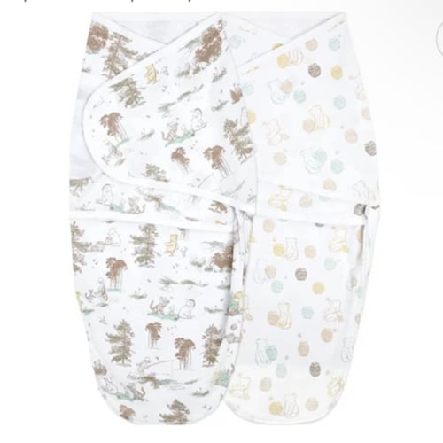 aden + anais Essentials Easy Wrap Swaddle, 2 Pack, 0-3 Months, Small/Medium (Winnie the Pooh)