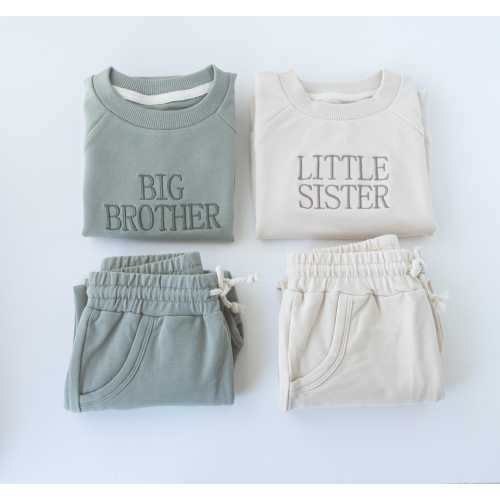 Embroidered Big Brother Little Sister Sweatshirt Jogger Set, Toddler Track Suit, Baby Sweatshirt Set, Matching Sets for Sibling