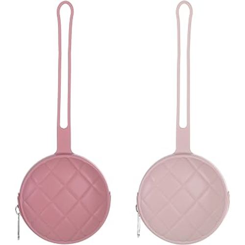 Pacifier Holder Case, Soft Silicone Portable Pacifier Clip and Accessory Pouch for Newborn Baby, BPA Free (Power Rose + Dusty Lilac)