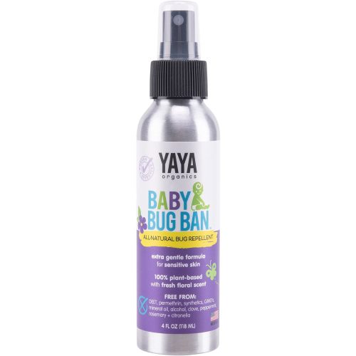 YAYA ORGANICS Baby Bug BAN – All-Natural, Proven Effective Repellent for Babies, Children and Sensitive Skin (4 Ounce Spray)