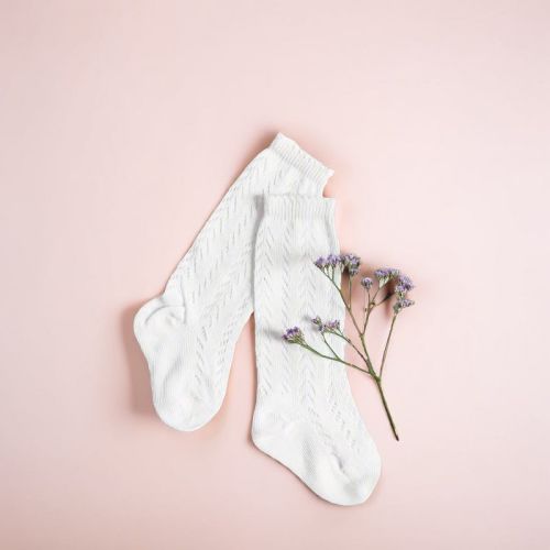 Little Love Bug Crochet Knee High Socks White 0-18m