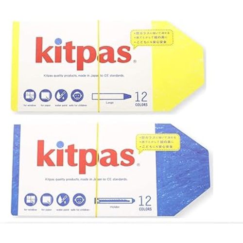 Kitpas Window Art Crayons Large 12 Colors/Holder 12 Colors Set