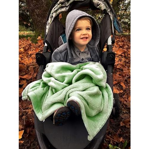 Gentle Green Fleece Receiving Blanket, 30' x 40' - Soft Baby Blanket for Girls and Boys | Ideal for Newborns, Cribs, Strollers and Baby Showers