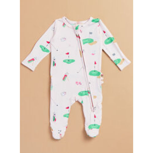 Little Caddy Ruffle Footie in Pink | Tullabee