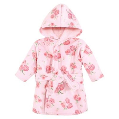 Hudson Baby Infant Girl Mink with Faux Fur Lining Pool and Beach Robe Cover-ups, Blush Rose, 0-6 Months