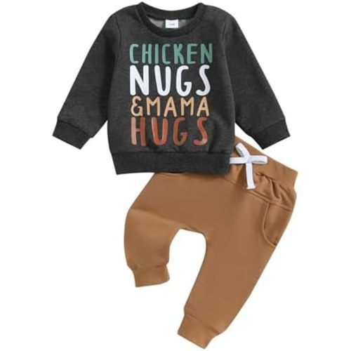 Newborn Baby Boy Farm Clothes Set Long Sleeve Letter Sweatshirts Top with Elastic Jogger Pant Toddler Fall Outfits