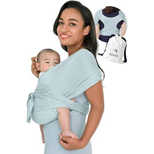 Konny Baby Carrier AirMesh for Summer Carrier Wrap, Easy to Wear Baby Wrap Carrier, Perfect Essentials Cloths for Newborn Babies up to 44 lbs, (Mint, 5XL)