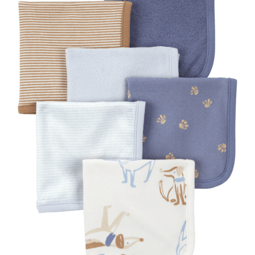 Blue/Ivory Baby 6-Pack Wash Cloths | Carter’s Oshkosh Canada