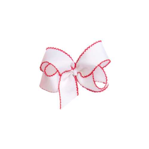 Scalloped Edge Grosgrain Bow White/Red