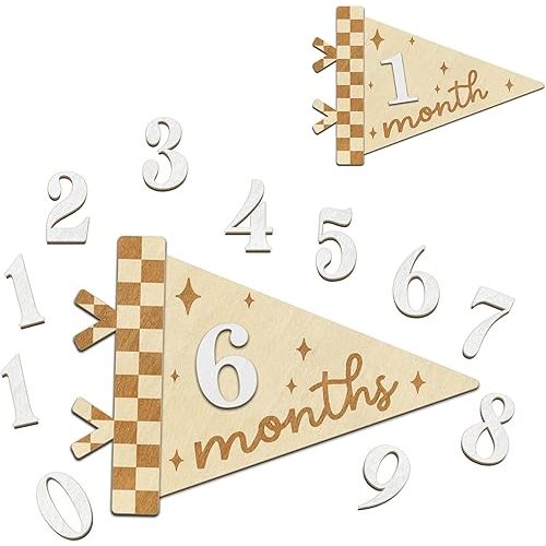 Baby Monthly Milestone Signs - Month Milestone Baby Boy - Baby Milestone Signs - Newborn Photography Props to Document Your Baby´s Growth - 1-12 Months Baby Milestone Signs (B08)