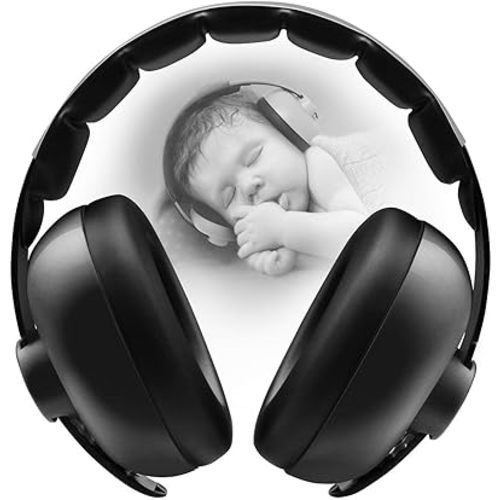 Baby Headphones Noise Cancelling Headphones for Babies for 3 Months to 3 Years (Black)
