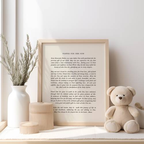 Prayer for Son, Gift for Son's Birthday, Gift for Baby Boy Shower, Family Gift for new child, New Baby Gift, Christian Boy