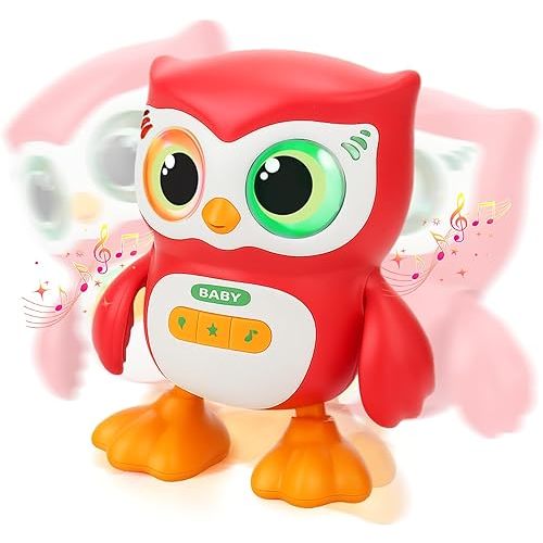 Baby Toys Dancing Owl Toy with Led Light and Music,Children's Electric Interactive Owl Tummy Time Toys,Light up Toys for Birthday Halloween