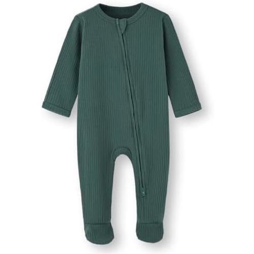 ACESTAR Baby Footies Pajamas, 2-Way Zipper Baby Sleepers with Mitten Cuffs - Long Sleeve Baby Zip Up Onesie for 0-12 Months