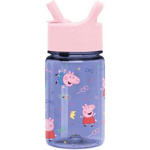 Simple Modern Peppa Pig Kids Water Bottle Plastic BPA-Free Tritan Cup with Leak Proof Straw Lid | Reusable and Durable for Toddlers, Boys | Summit Collection | 12oz, Peppa Pig Bubbles