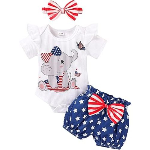 Tiny Cutey Baby Girl Clothes Infant Summer Outfits Set Ruffle Sleeve Romper and Floral Shorts with Headband