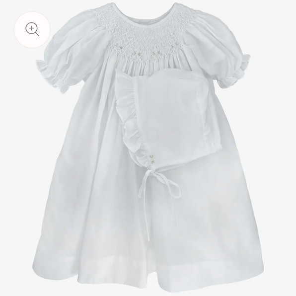 White Floral Smocked Dress – Ella Marina Baby