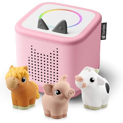 Toniebox 2 My First Farm Bundle for Kids 1+ with Soft and Squeezable Cow, Horse, and Pig - Cloud Pink
