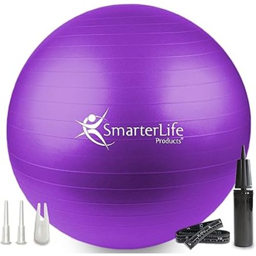 SmarterLife Exercise Ball Yoga Ball for Fitness, Balance, Stability, or Pregnancy, Gym Ball for Core Workout, Physical Therapy, Yoga Ball Chair for Office, Anti-Slip Anti-Burst