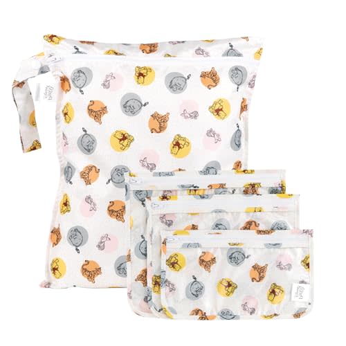 Bumkins Disney Waterproof Wet Bag and Packing Pouches, TSA Airline Compliant, Baby, Travel, Swim Suit, Cloth Diapers, Pump Parts, Pool, Gym Clothes, Toiletry, Daycare, Zip Bag, 4-pc