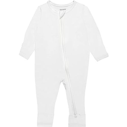 GUISBY Baby Footless Rompers, Rayon Pajamas 2 Way Zipper with Long Sleeve Sleeper