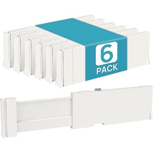 Vtopmart Drawer Dividers for Clothes 6 Pack, Adjustable 4" High Expandable from 11.6"-17" Dresser Drawer Organizer, Plastic Drawers Separators for Dresser, Baby Clothes, Kitchen and Office Storage