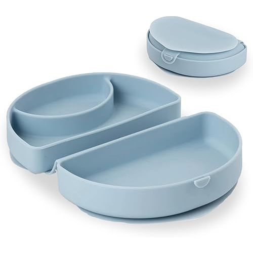 Miniware Silifold - Silicone Baby Plate - Foldable Toddler Travel Essential to Promote Self-Feeding - Food Grade Silicone Toddler Plates & Baby Plates With Suction - BPA Free Baby Essentials -Chickory