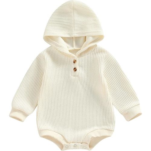 Thorn Tree Newborn Baby Boys Hooded Sweatshirt Long Sleeve Solid Romper Infant Baby Fall Winter Spring Outfits