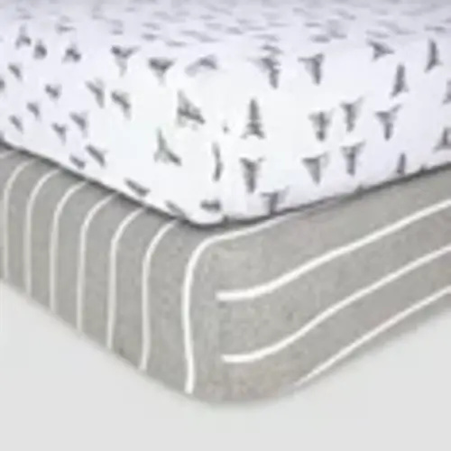 Burt's Bees Baby 100% Organic Cotton Solid Fitted Unisex Crib Sheets, Heather Grey, 2-Pack