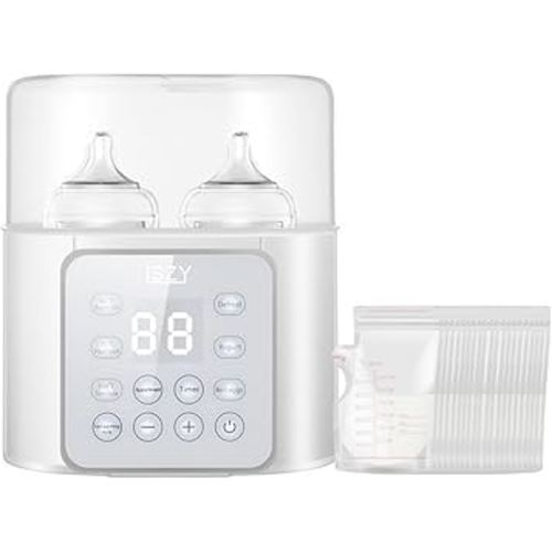Double Bottle Warmer, LSZY Baby Bottle & Food Heater -Fast Milk Warmer for Breastmilk/Formula w/20 Bags, 45/75/100°C, 24H Keep Warm, Sanitize, Thaw Egg Cooker