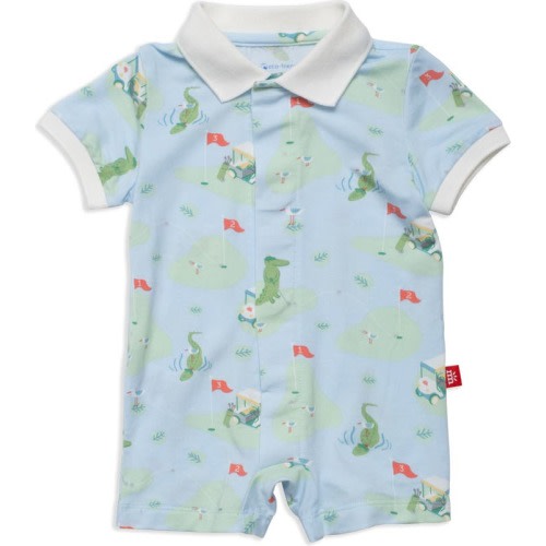 Baby A Putt Above Polo Collar Romper, 6-9M, Aputt