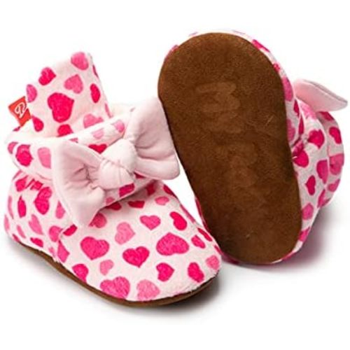 Babelvit Newborn Baby Boy Girl Soft Fleece Booties Stay On Infant Slippers Socks Shoe Non Skid Gripper Toddler First Walkers Winter Ankle Crib Shoes