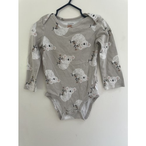 Carter's Baby Girls Cute Koala Print 100% Cotton Long Sleeve Bodysuit Beige 24 M