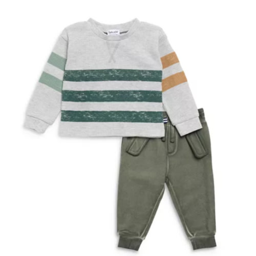 Boys' Striped Waffle Knit Top & Sweatpants Set - Baby