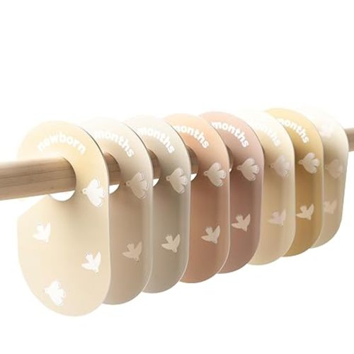 3 Sprouts Baby Closet Dividers Set of 8 - Toddler Clothes Organizer Hanger, Double-Sided Size Labels - Nursery Organization for Newborn Clothing, Infant, Boy & Girl - Bird