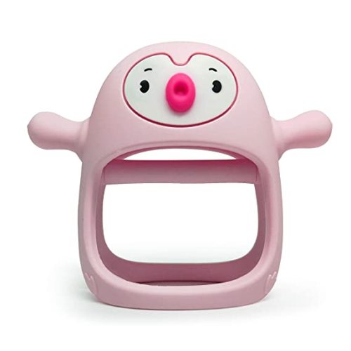 Smily Mia Penguin Teether for Babies 0-6Months, Pacifier Teething Toys for Babies 6-12Months,Ultimate Baby Registry & Shower Gift, Infant Handle Toys for 0-3Months Baby Girls, Old Roze