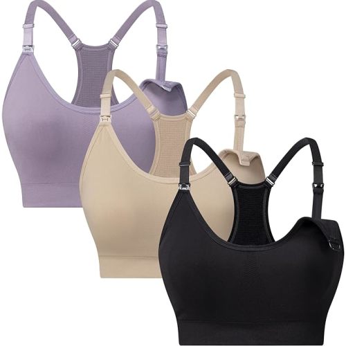 Suekaphin 3 Pack Sports Nursing Bra for Breastfeeding Supportive Bralette Pregnancy Maternity Wirefree Support for Women