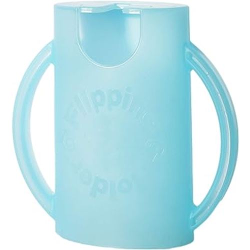 Squeeze Proof Flipping Holder for Food Pouches & Juice Boxes - Universal Multipurpose Design - Prevent Messes & Support Self-Feeding - Curved Handles for Easy Grasping - Food Safe - Blue (Blue)